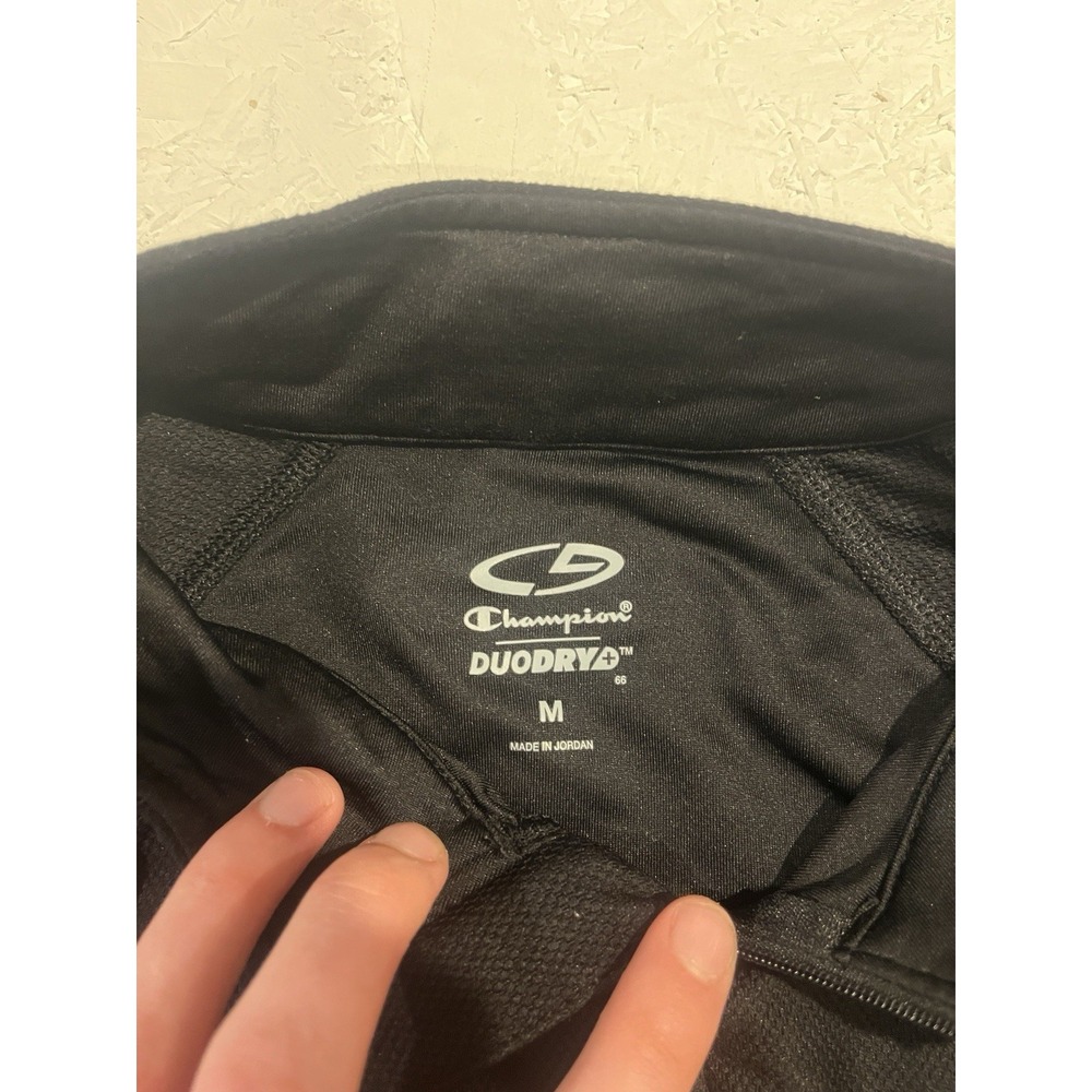 Champion Shirt Mens M Duo Dry‎ Black Quarter Zip Long Sleeve Athletic - Picture 6 of 9